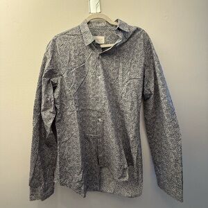 Men's Button-Up Shirt in Black & White Speckle